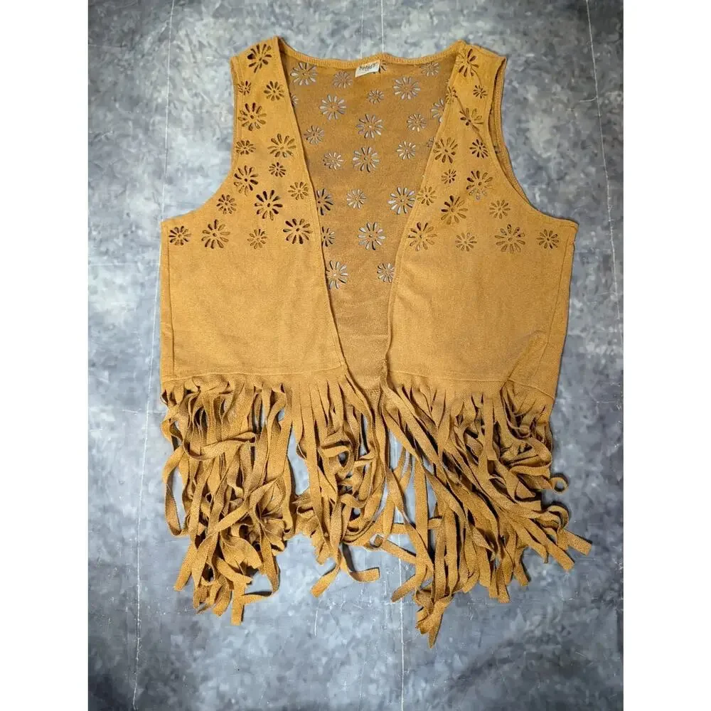 Fringed Hippie 70's Vest Halloween Costume Accessory Western Cowgirl Size S/M - Picture 3 of 7